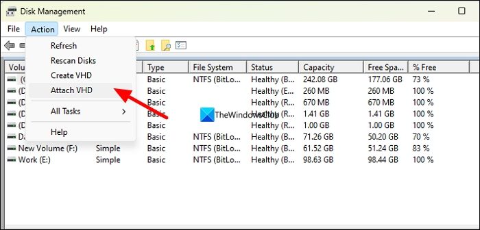 Attach VHD on Windows