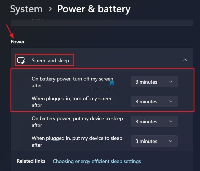Choose Time to Turn Off Sreen