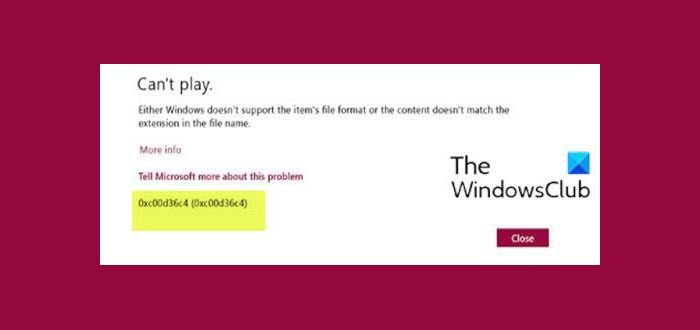 Error code 0xc00d36c4 when playing media files