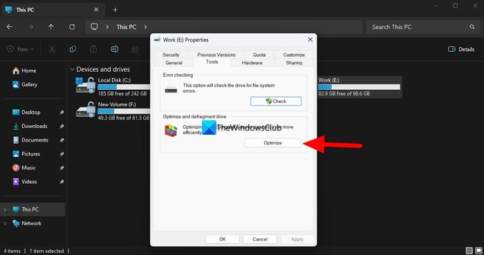 optimize drive on windows