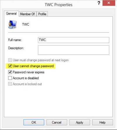 user cannot change password setting