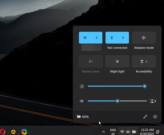 Quick action on Windows 11