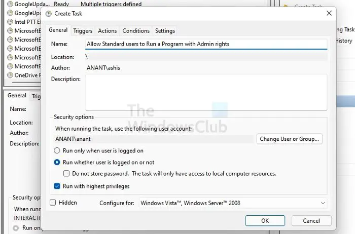 Set Task run as Adminstrator for standard accounts.
