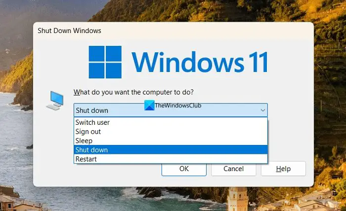shutdown options windows 11