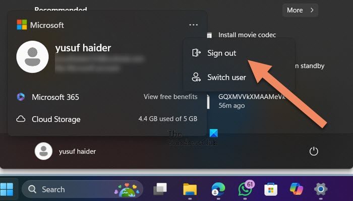 Log off Computer or Sign out from Windows