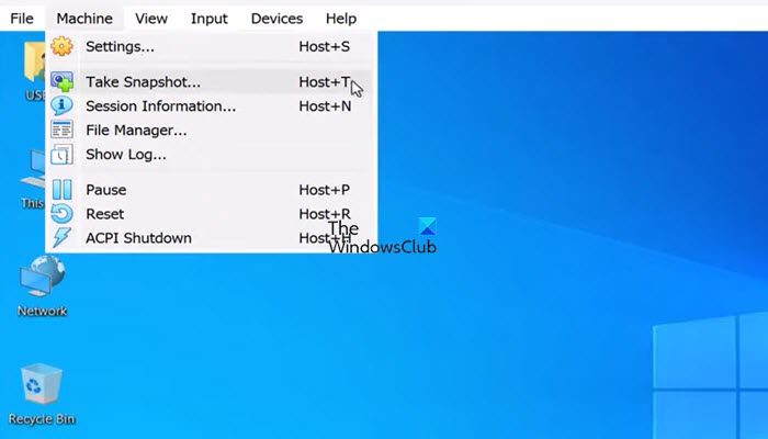 create and use Snapshots in VirtualBox