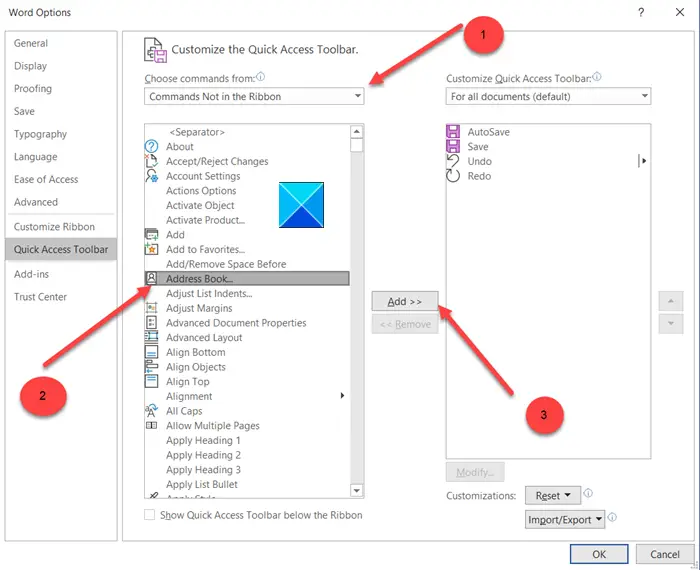 How to copy Outlook Contacts into a Word document