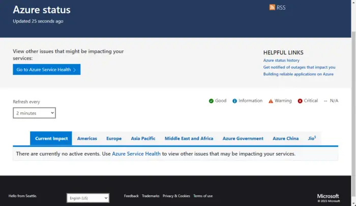 Check Azure AD Server Status