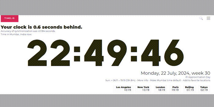 Check the accuracy of your System Clock in Windows