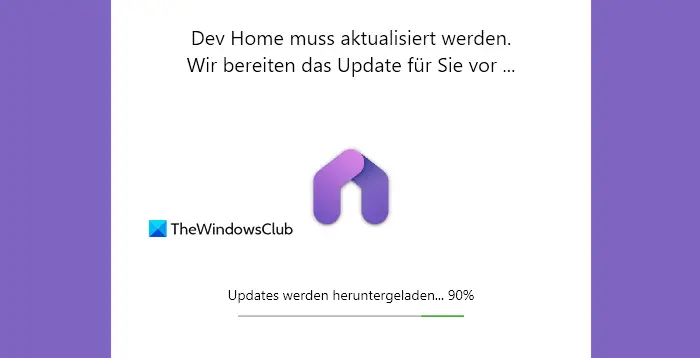 Dev Home not updating; Stuck at 90%