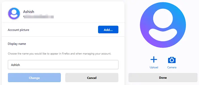change Profile name Image Edge Firefox Chrome