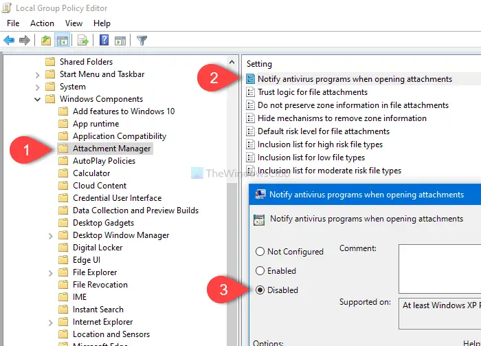 Stop Windows from notifying antivirus, when opening attachments