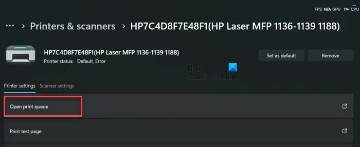 Printer settings in Windows