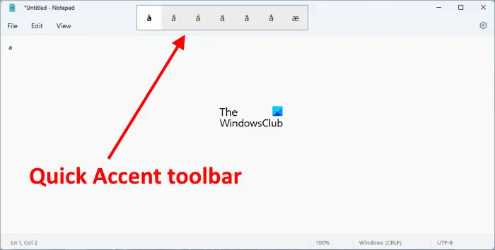 Quick Accent toolbar
