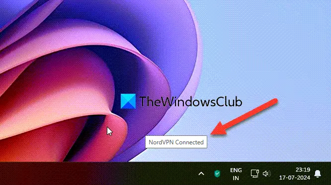Remove NordVPN connected tooltip message from desktop