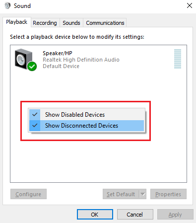 Headphones not showing up in playback devices