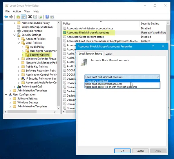 Unable to add new Microsoft account under Email & apps in Windows 10