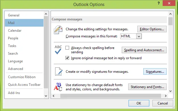 Unable to add Email Signature in Outlook