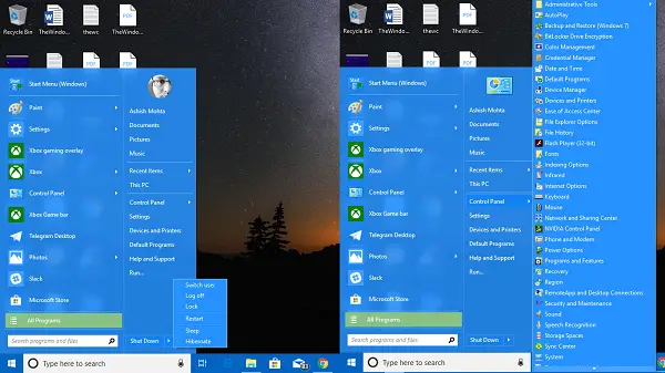 Highly Customizable Old Windows-like Start Menu