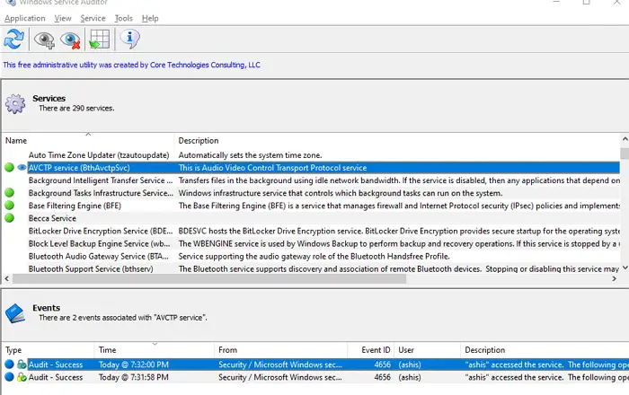 Process Stopped Windows Services