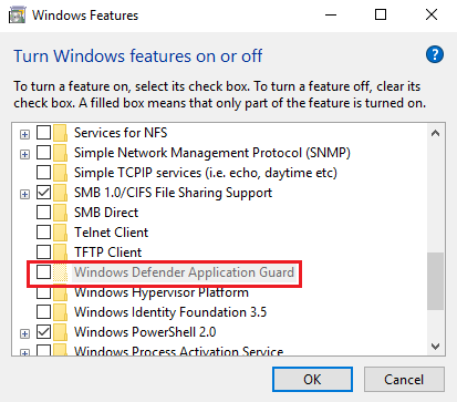 Windows Defender Application Guard